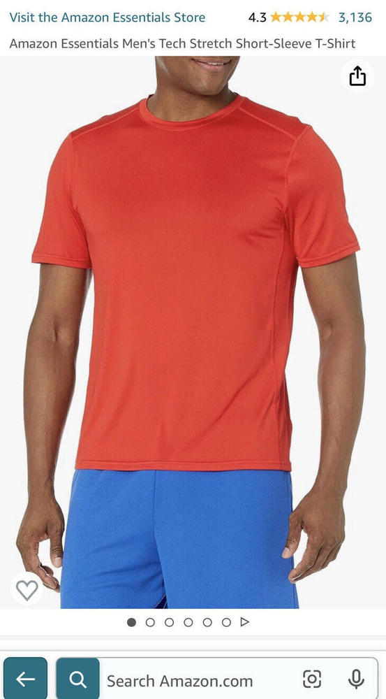 Amazon Essentials Men's Size Medium Red Performance Tech T-Shirt